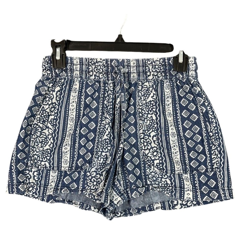 CALVIN KLEIN SHORTS WOMENS 0 BLUE CHINO DRAWSTRING ELASTIC-WAIST‎ POCKETS LOUNGE